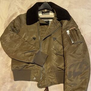 Burberry Bomber Jacket with Detachable Shearling Collar, Men’s M